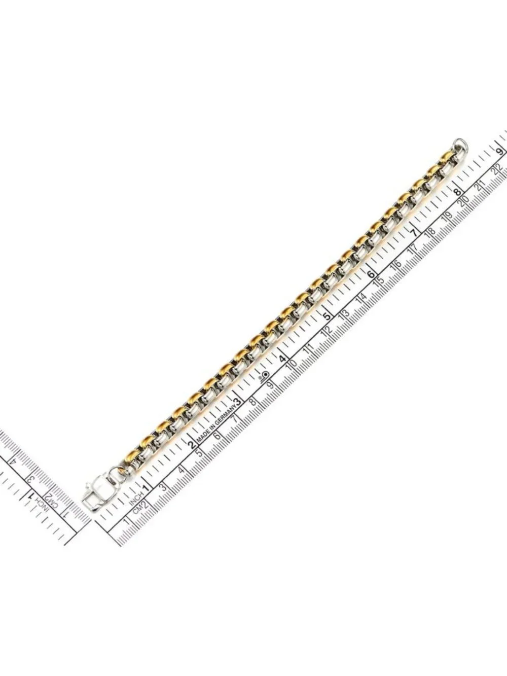Stylish Two-Tone Stainless Steel Rolo Chain Link Bracelet for Men - Durable